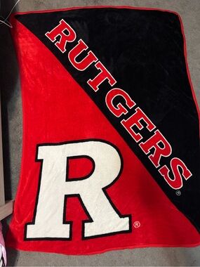 Red and Black Collegiate Plush Throw Blanket